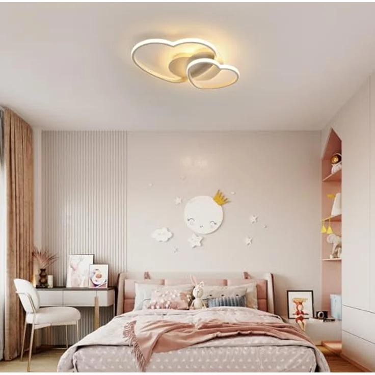 Goeco LED Deckenleuchte LED Herzleuchte, 40W, fernbedienbar dimmbar, mit dreifarbiger Dimmfunktion, weiß – Bild 6