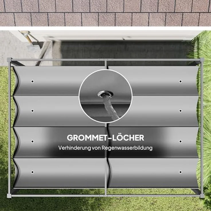 Outsunny Pergola 3x2m Gartenpavillon mit verstellbarem Dach, UV- und Wasserschutz, freistehendes Metall-Dach für Terrasse und Garten, grau – Bild 5