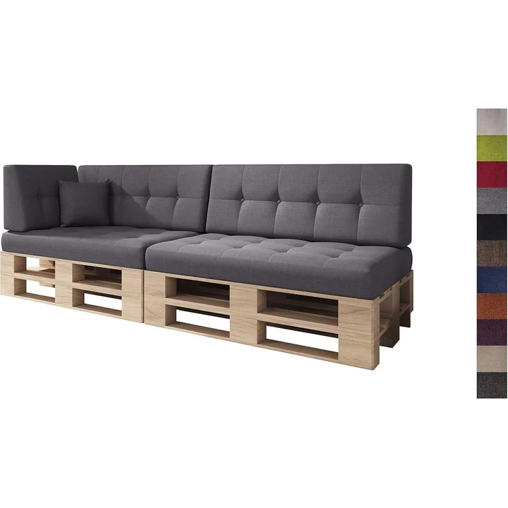 sunnypillow Palettenkissen Kaltschaum Palettenauflage Palettenpolster Palettensofa Sitzkissen Rückenlehne gesteppt 6er Set Grey