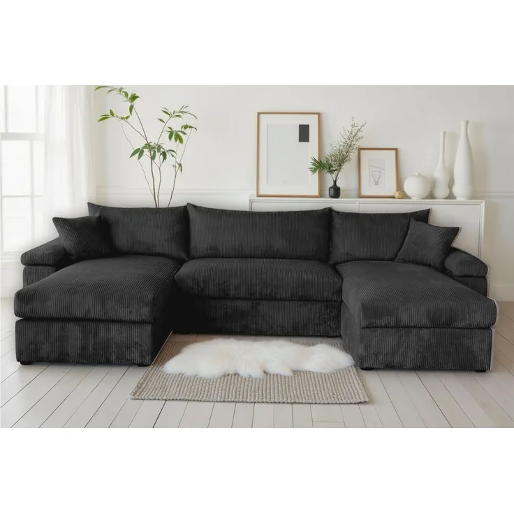 OTTO home Wohnlandschaft Cosy U-From Breite 309 cm, Sitzaufbau im Sandwich-Federkern, Bezüge in Cord oder Struktur weich wählbar mit Kaltschaumauflage