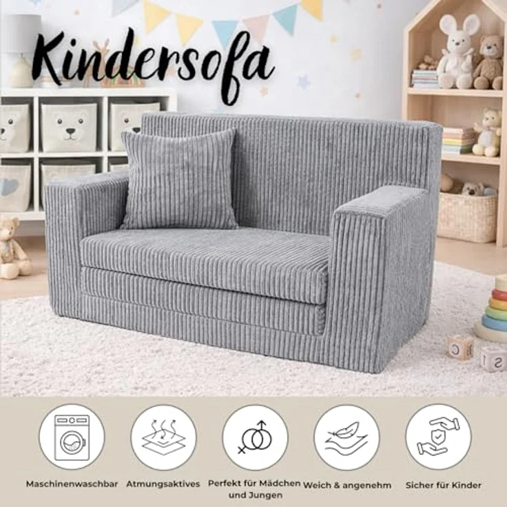 FORTISLINE Kindersofa aus Schaumstoff mit abnehmbarem Bezug Kinderzimmer – Bild 6