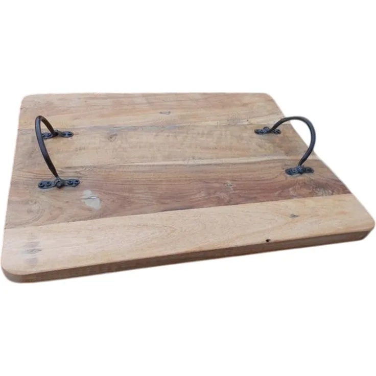 Deko-Impression Dekotablett Deko-Tablett aus Hartholz mit Eisengriffen 40x30 cm (1 St)