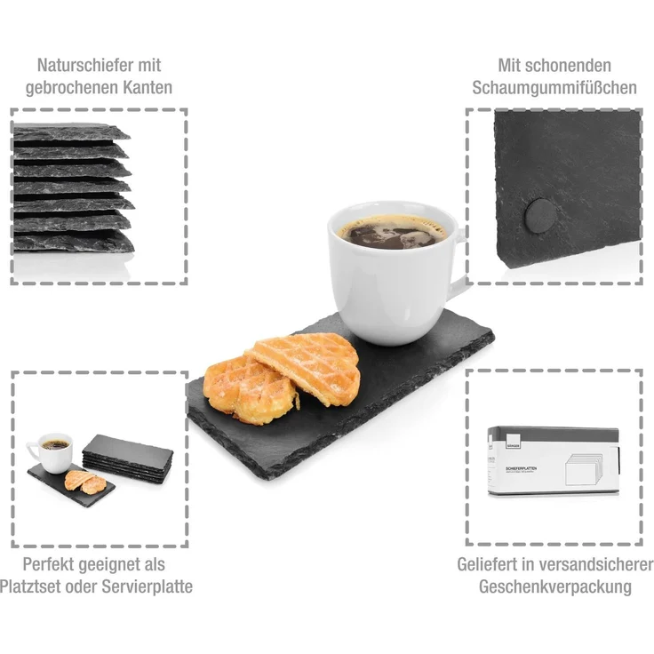 Sänger Schieferplatten Set 'Biscuit' 20x10 cm 6 teilig, mit Kreide – Bild 2