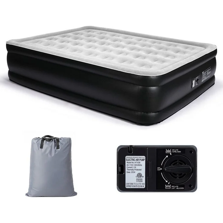 LEADZM Luftmatratze mit Integrierter elektrischer Pumpe,Doppelbett,Beflockte Oberfläche, 204kg Tragkraft, Luftbett,für Camping Zuhause 190 x 99 x 45 cm – Bild 3