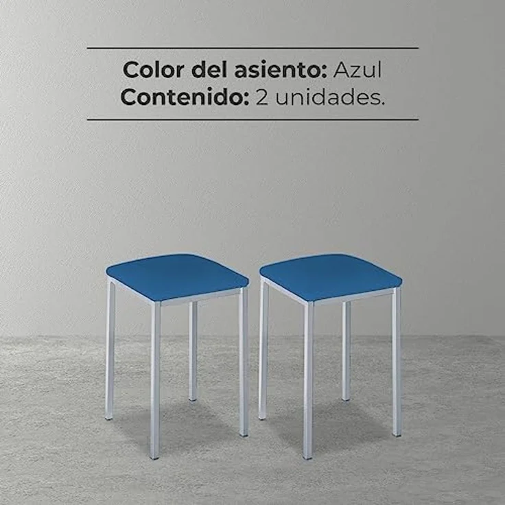 ASTIMESA - Gepolsterter Küchenhocker - Solide und Feste Struktur - Gestell Farbe Aluminium und Sitzfläche aus Kunstleder - Sitzfarbe: Blau, Lieferumfang: 2 Stück, Maße: 35 x 35 x 45 cm – Bild 6