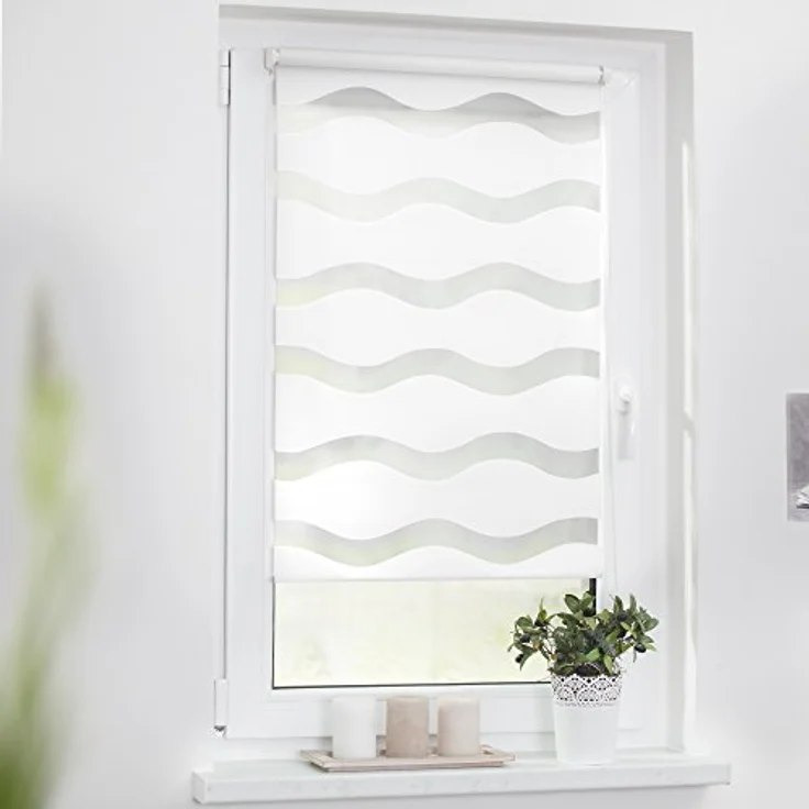 Lichtblick Sonnenschutzsysteme GmbH Doppelrollo Stockholm 45 cm x 150 cm (BxL) Weiß Duo Rollo in extravagantem Stil; Klemm- und schraubbar; Lichtdurchlässig und blickdicht – Bild 4