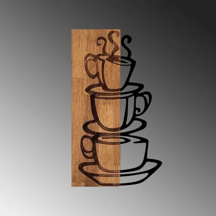 Wallity 'MA-296' Dekoratives Wandaccessoire aus Holz, Walnuss / Schwarz, 58 x 34 cm – Bild 5