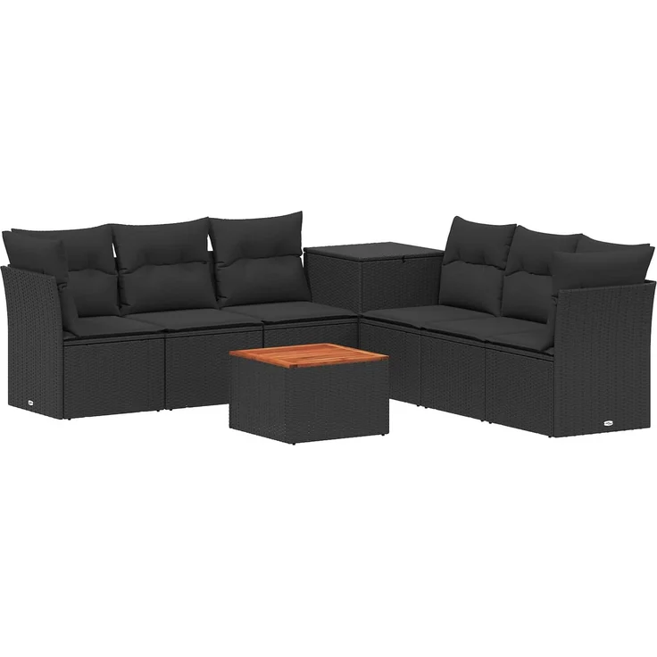 vidaXL Sofa Set 8 stk. Schwarz Polyrattan und Stahl 3448266 – Bild 2