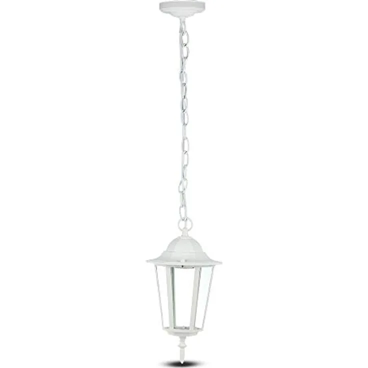 V-TAC LED-Gartenpendelleuchte, Aluminium mit E27-Fassung (max. 60 W), mattweiß, IP44