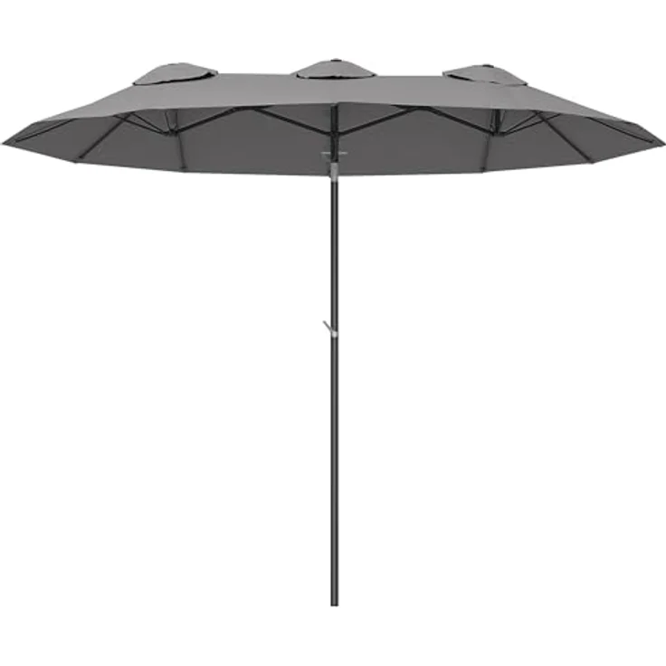 Outsunny Doppelsonnenschirm, grau, 147x285 cm, mit Handkurbel und neigbarem Schirmdach – Bild 1