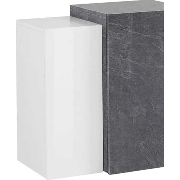 Dmora - Wandschrank Michael, Mehrzweckgarderobe, Wandschrank, 100 % Made in Italy, 90 x 38 x 66 cm, glänzendes Weiß und Schiefer, – Bild 8