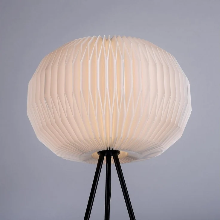 JUST LIGHT Stehlampe PAPEL, 1-flammig, Schwarz, Weiß, Metall, ohne Leuchtmittel, Lampenschirm aus Kunststoff, Ø 45 x H 150 cm – Bild 3