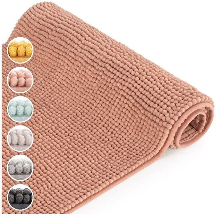 Blumtal Badematte Chenille weicher Badezimmerteppich, strapazierfähig, rutschfest, Polyester, Läufer, 40°C maschinenwaschbar – Bild 4