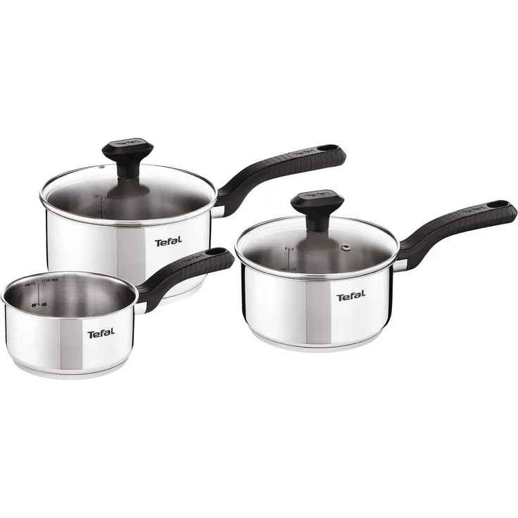 Tefal 3 Piece Comfort Max Stainless Steel Cookware Pan Set
