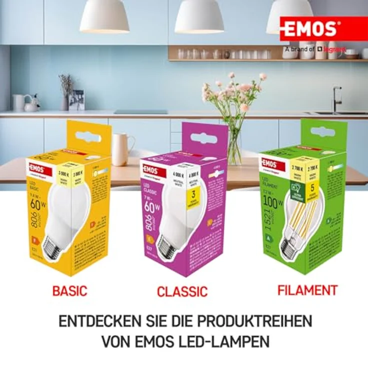 EMOS - LED-Lampe BASIC A60 - E27 Sockel - Neutralweiß - 1521 lm - 15,3W (Ersatz für 100W Glühbirne) - Lebensdauer 20 000 Stunden - Abstrahlwinkel 200° - CRI min. 80 – Bild 5