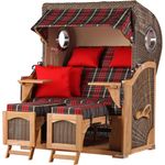 Strandkorb Komplettset - bene living - Ammersee Teak - PE grau - Modell 529 - inkl. Liftersystem