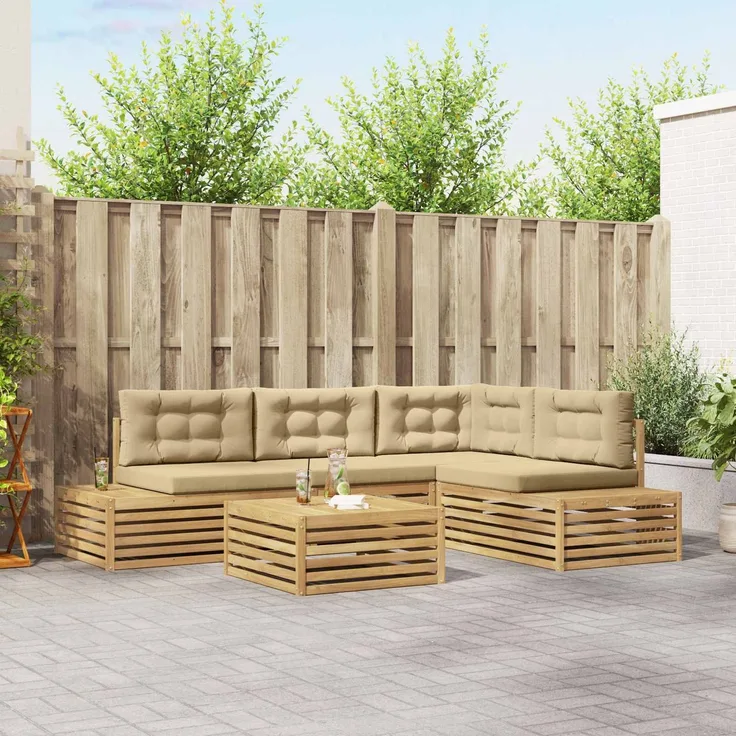 vidaXL 6 stk. Outdoor-Sofagarnitur Polyester Weiß 3391123