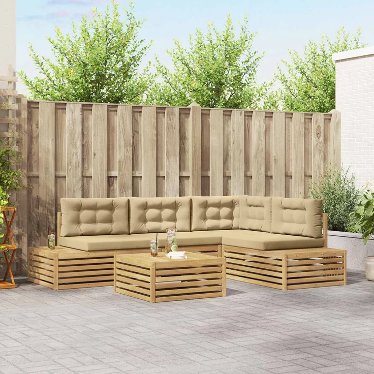 vidaXL 6 stk. Outdoor-Sofagarnitur Polyester Weiß 3391123 – Bild 1