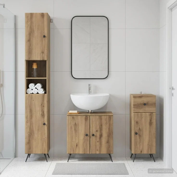 vidaXL 3-teiliges Badezimmer-Schranksystem BREDA Artisan-Eiche 3417890 – Bild 1