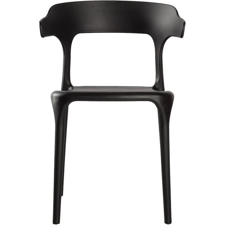 Lüllmann Besucherstuhl Stapelbarer Designstuhl mit Armlehnen, Farbe schwarz (1, 1 St), Designerstuhl aus Kunststoff, robust, pflegeleicht – Bild 2