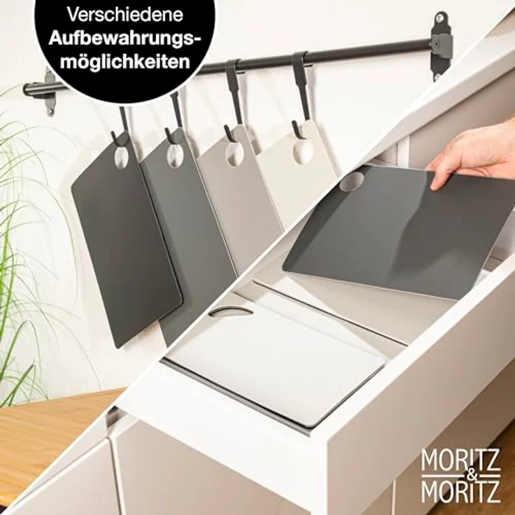 Moritz & Moritz Schneidebrett 4x Schneidematte Küche, Kunststoff, (4er-Set, 4-St), Je 29 x 19 cm - für schnelles Arbeiten – Bild 7