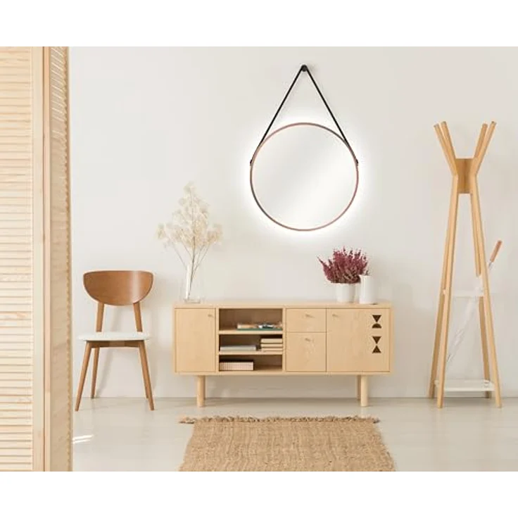 Talos Runder Wandspiegel mit indirekter LED Beleuchtung, Aluminiumrahmen in Kupfer matt, Ø 50 cm – Bild 4