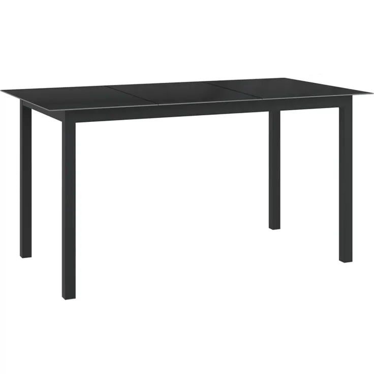 Gartentisch, Beistelltisch, Balkontisch Schwarz 150x90x74 cm Aluminium und Glas