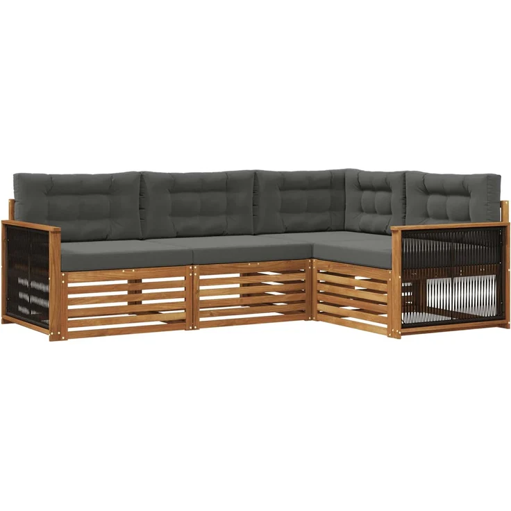 vidaXL Outdoor-Sofagarnitur 4 stk. 4-Sitzer Natur und Anthrazit 3383295 – Bild 2