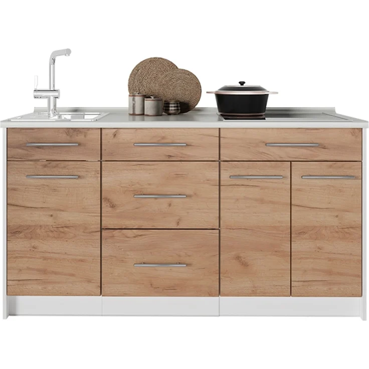 Küchenblock Fame-Line Goldkraft Eiche/Weiß 150 cm, AP Anthrazit Vicco – Bild 5