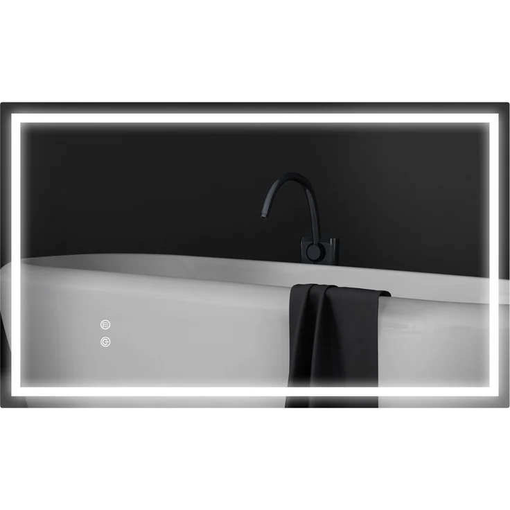 MELAYR, LED-Badezimmerspiegel, einstellbare Helligkeit, Antibeschlag-Funktion, wasserfest, 100 x 60 x 3 cm, Silber – Bild 2