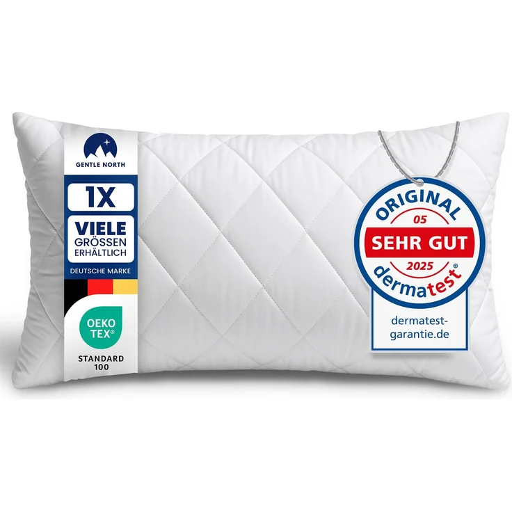 Gentle North Kopfkissen (40x80 cm groß) - Kissen für Bett und als Dekokissen - Mit Reißverschluss für Füllung - Sofakissen - Zierkissen für Couch und Sofa - Ökotex - Waschbar bis 60° - Weiß