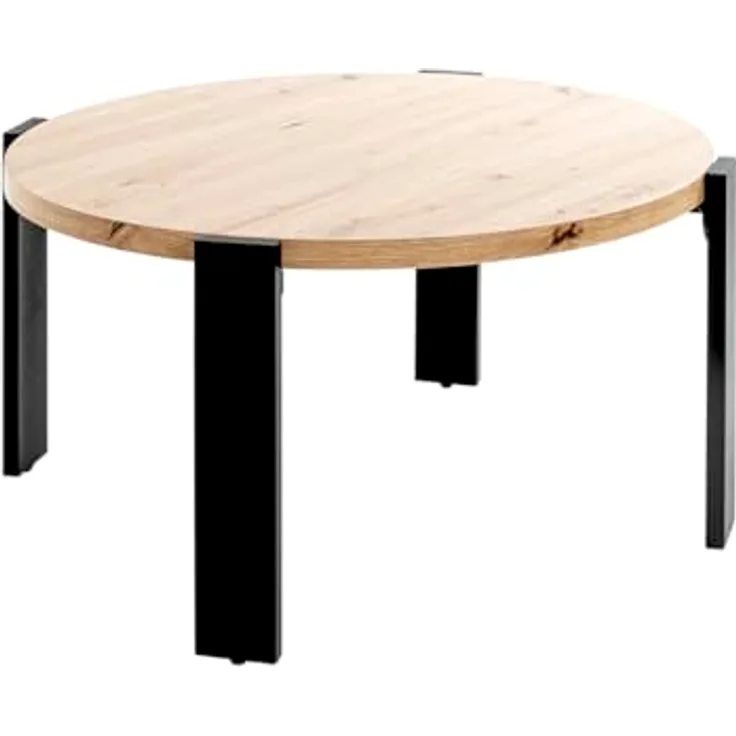 XXXL Couchtisch, rund, Eiche mit Metall- und Holzwerkstoff, 75x42x75 cm, Wohnzimmer