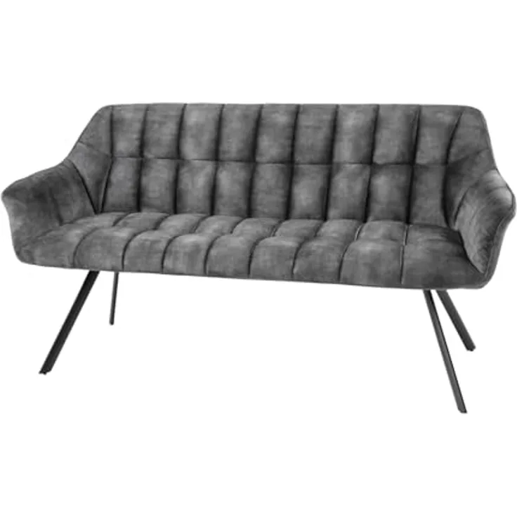 riess-ambiente Sitzbank PAPILLON 165cm grau / schwarz (Einzelartikel, 1-St), Esszimmer · Samt · Metall · mit Rückenlehne · Flur · Schlafzimmer
