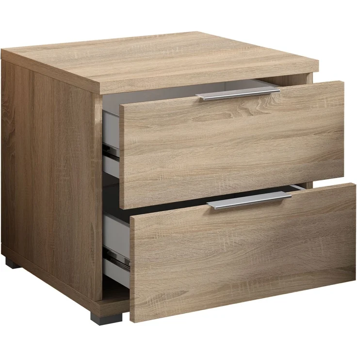 Nachtkommode >Smilla< in Eiche Sonoma, Melamin - 46x43x42cm (BxHxT) – Bild 3