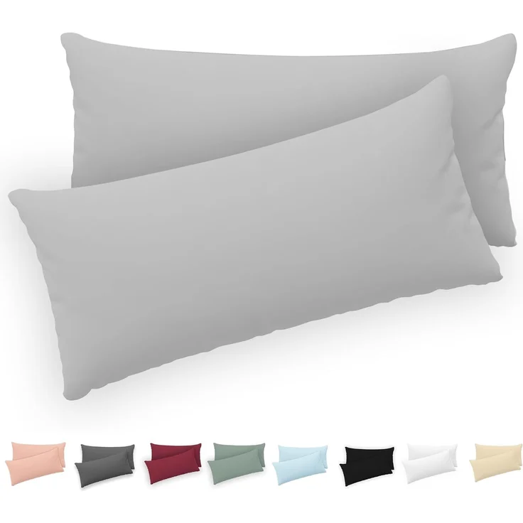 Twinzen® Kissenbezug 50x80 (2er-Set) - 100% Jersey Baumwolle 150 GSM Kissenbezüge - Grau - Für Kissenbezüge 50x80 cm - Kissenhülle - Kissenbezug mit Reißverschluss - Oeko-Tex Zertifiziert – Bild 1