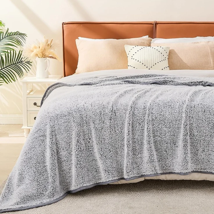 Sherpa Decke Kuscheldecke Flauschig Sofadecke Doppelgesicht Weich 130x150cm – Bild 3