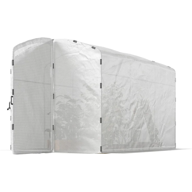 Wohnora-6 m² großes Gartentunnelgewächshaus, 300 x 200 x 195 cm, PE-Folie (220 g/m²), 50 cm breiter Rand mit Tür, weiß,H 1950cm x T 1430cm x B 2000cm – Bild 3