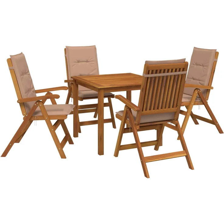 vidaXL 5-teiliges Garten-Esszimmer-Set 4-Sitzer Taupe 3434599 – Bild 2