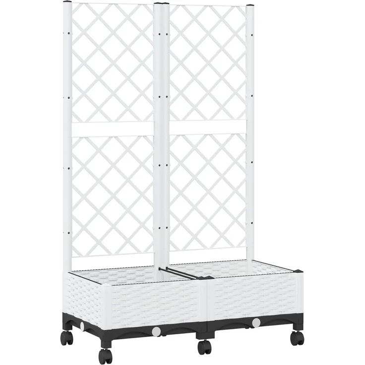 vidaXL Pflanzkübel mit Spalier und Rädern Weiß 80 x 40 x 131,5 cm PP 3422968 – Bild 2