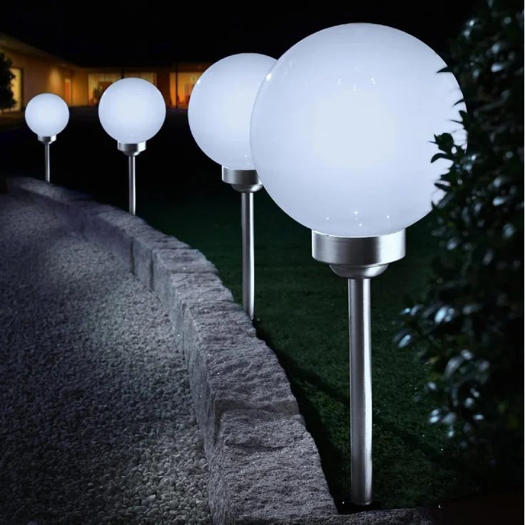 kamelshopping LED Solarleuchte Solar Kugelleuchte / Gartenkugel für Aussen mit LED Beleuchtung, LED fest integriert, Warmweiß, inkl. austauschbarem 600 mAh Akku – Bild 5