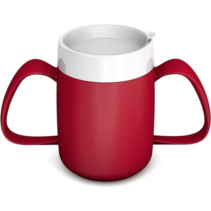 Ornamin Schnabelbecher 2-Henkel-Becher mit Trink-Trick und Schnabelaufsatz/Trinkaufsatz, 2-tlg, Kunststoff, Trinkhilfe l Alltagshilfe l bruchstabil l BPA-frei l Made in Germany