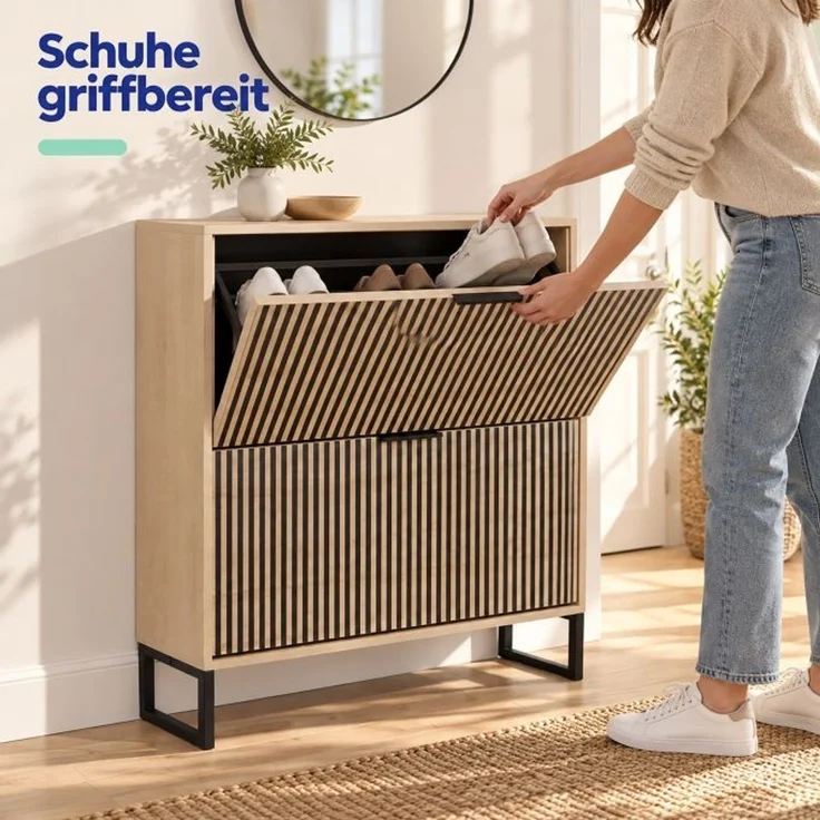 Relaxdays Schuhkipper gestreift mit 2 Fächern – Bild 3