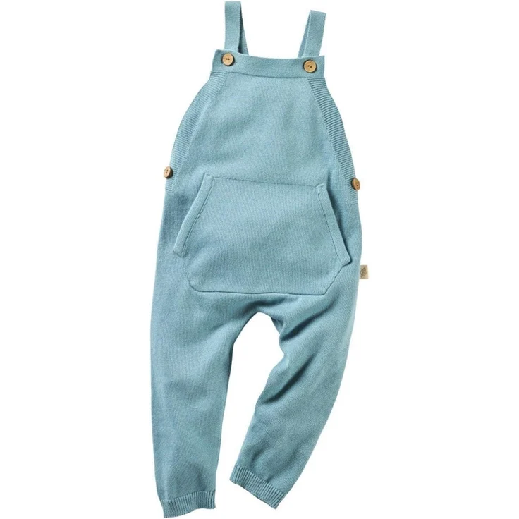 Bio Baby und Kinder Latzhose 100% Bio-Baumwolle (kbA) GOTS zertifiziert, Blau Melange, 62/68 – Bild 1