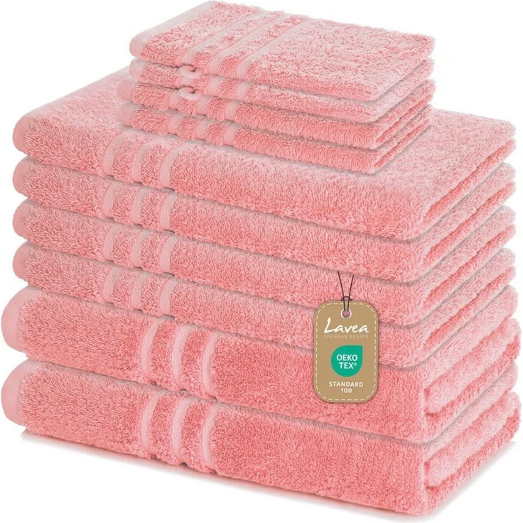 Lavea Handtuch Set Elena, Duschtücher, Handtücher, Gästetücher, Waschhandschuhe, 100% Baumwolle (Set, 10-St), Frottierserie, weich & saugstark, pflegeleicht, 500 g/m² Frottier – Bild 1