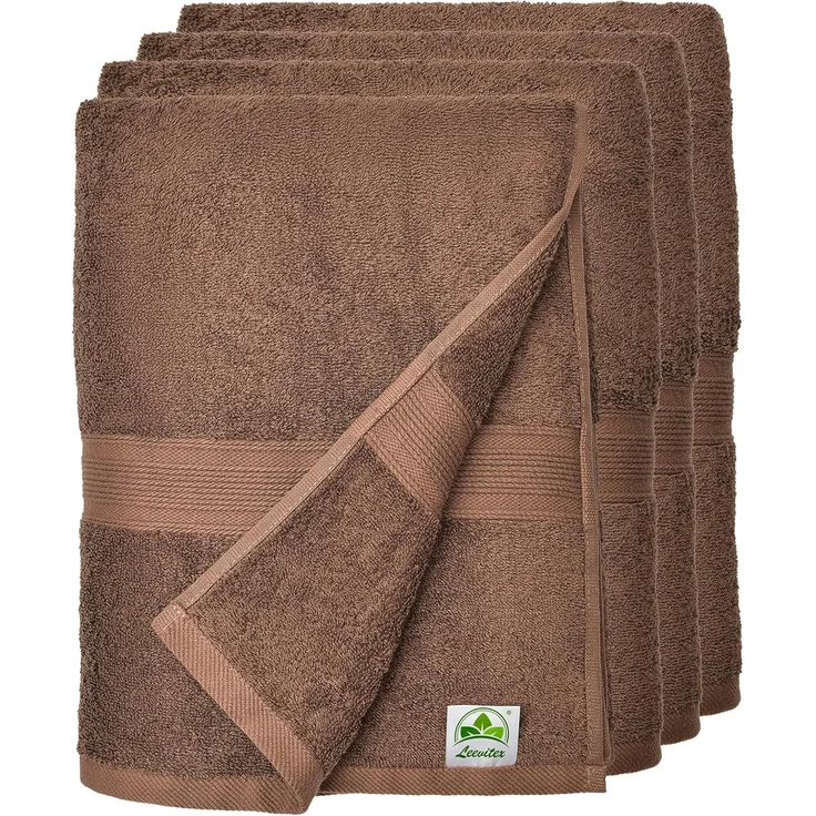 leevitex® Handtuch Frottee 4er Set, 50 x 100 cm, hochwertig verarbeitet & fusselfrei – Bild 1