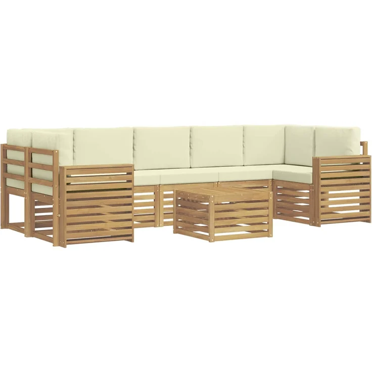 vidaXL Outdoor-Sofagarnitur 8 stk. 7-Sitzer Weiß und Creme Polyester 3391560 – Bild 2