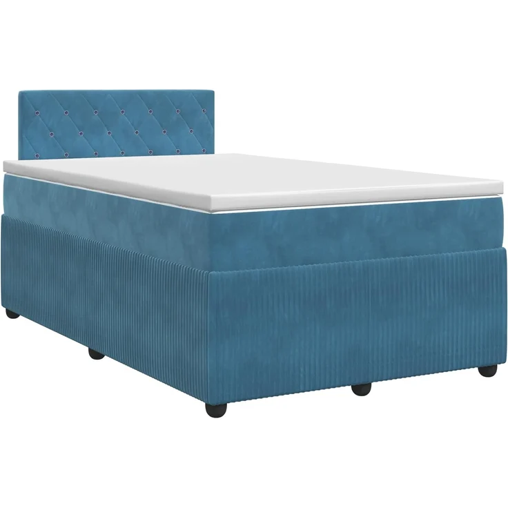 vidaXL Boxspringbett mit Matratze Blau 120 x 190 cm Samt 3451635 – Bild 2