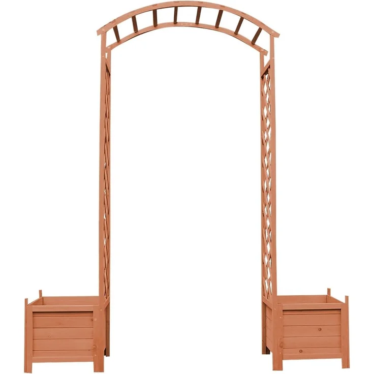 Rosenbogen Braun mit Blumenkübeln Spalier Rankhilfe Gitter Holz Pergola Gestell – Bild 3