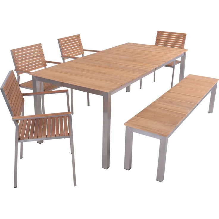 Garden Pleasure Tischgruppe DALLAS/DENVER Set 6tlg. Beige Gartenmöbel Sitzgruppe
