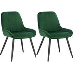 WOLTU Esszimmerstühle 2er Set, Polsterstuhl Samt, Küchenstuhl gepolstert, Akzentstuhl für Wohnzimmer Schlafzimmer Küche, ergonomischer Stuhl mit Rückenlehne, Dunkelgrün, BH331dgn-2